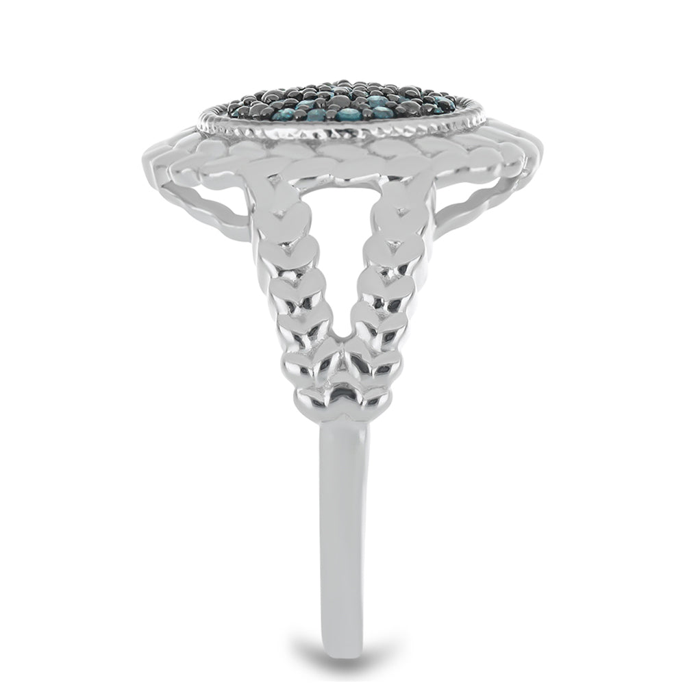 Silberring mit blauem Diamant