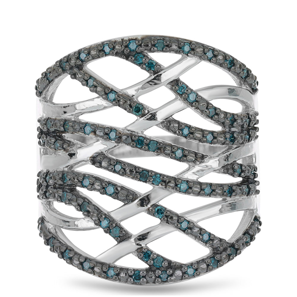 Silberring mit blauem Diamant 1 