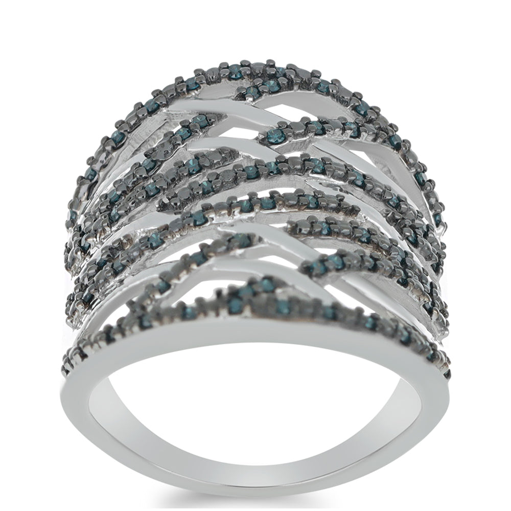 Silberring mit blauem Diamant