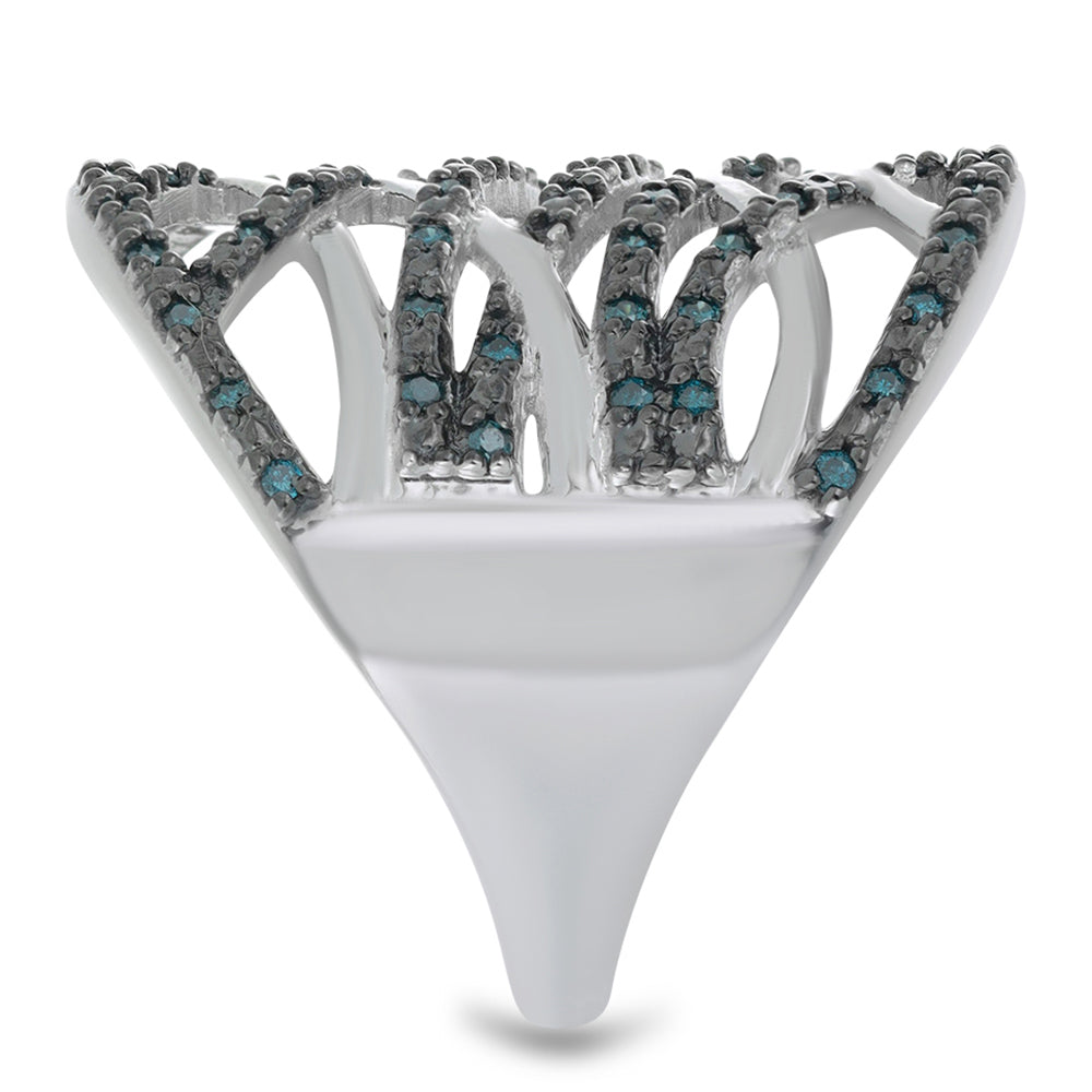 Silberring mit blauem Diamant