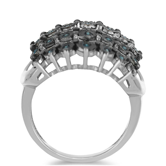 Silberring mit blauem Diamant