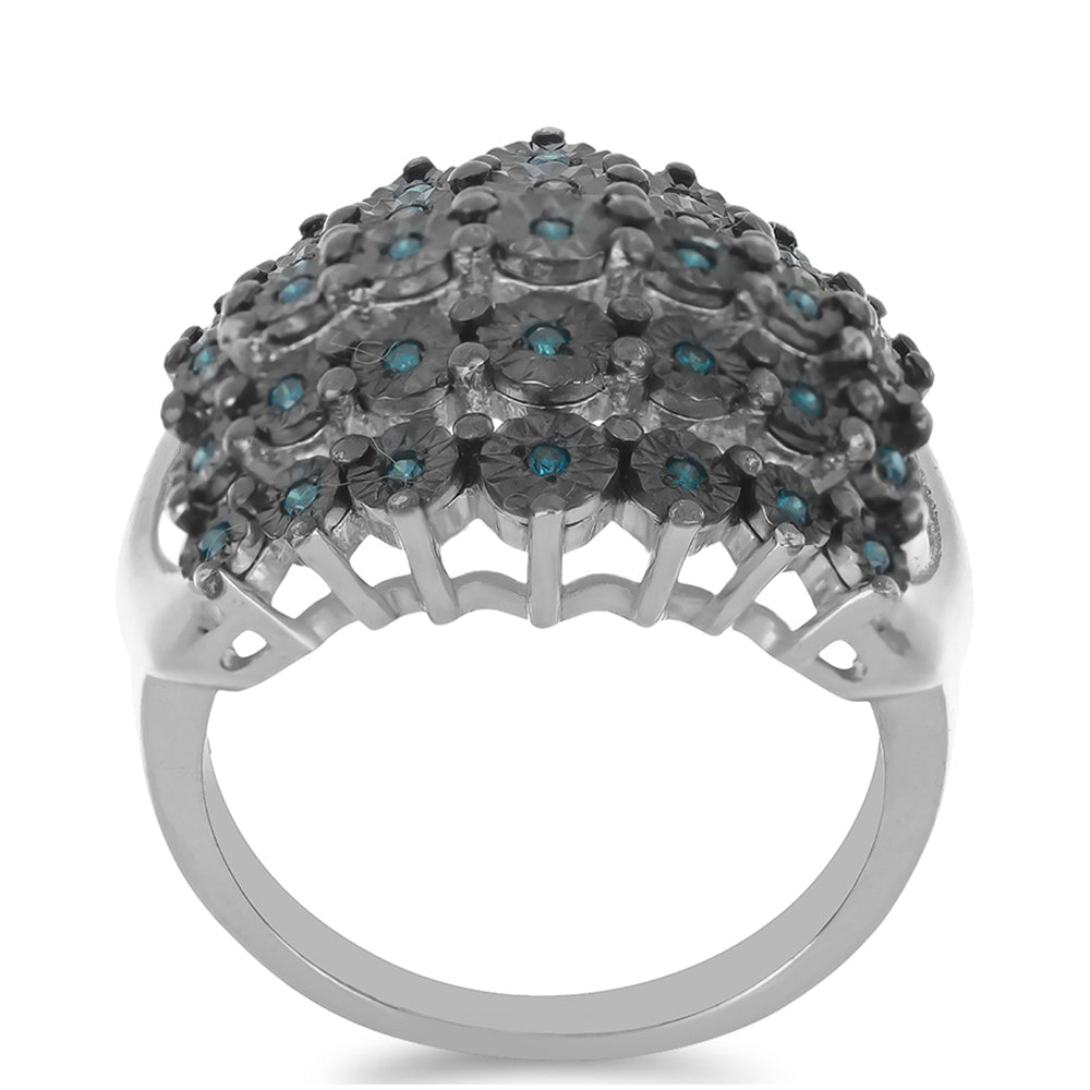 Silberring mit blauem Diamant 3 