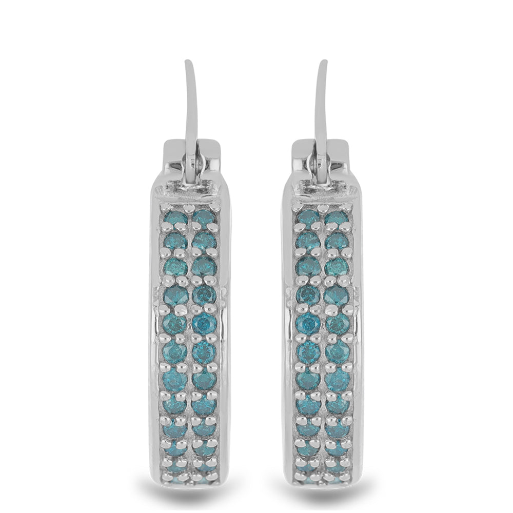 Silberohrringe mit blauem Diamant 1 