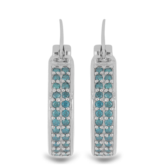 Silberohrringe mit blauem Diamant