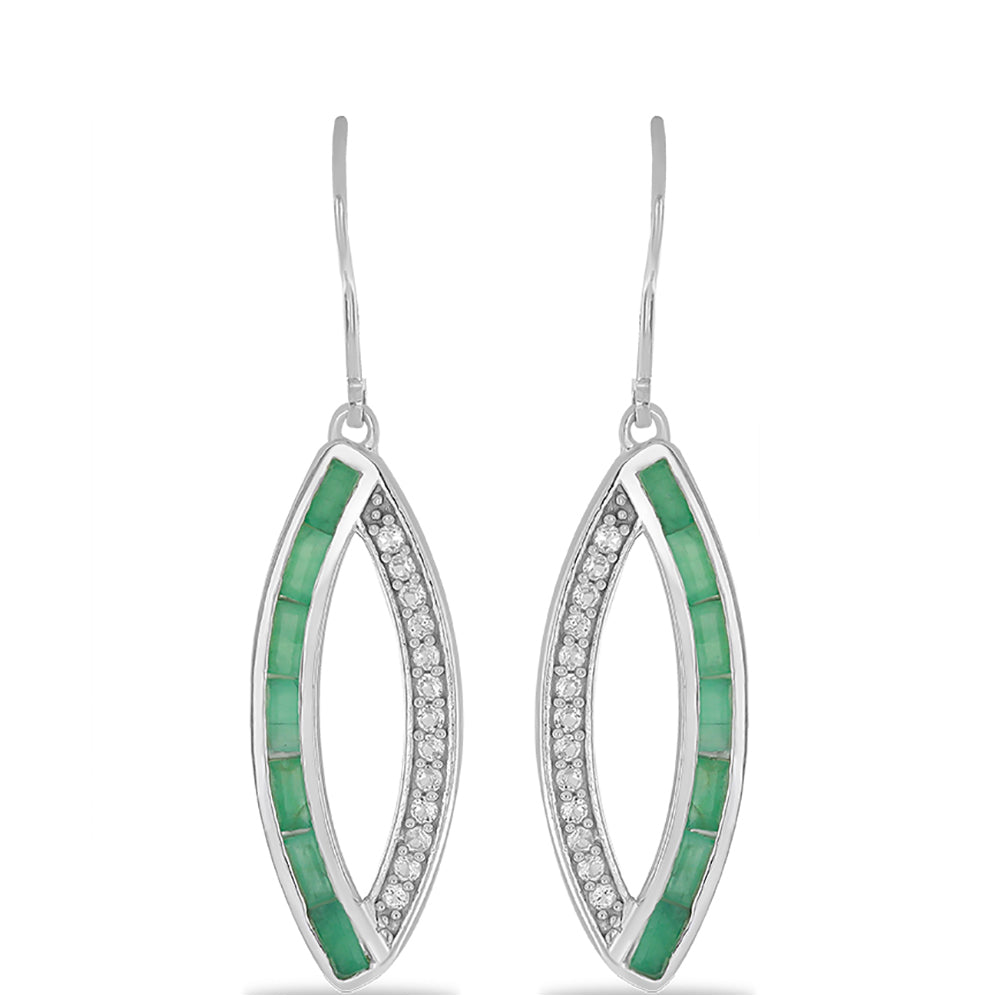 Silberohrringe mit brasilianischem Smaragd und weißem Topas