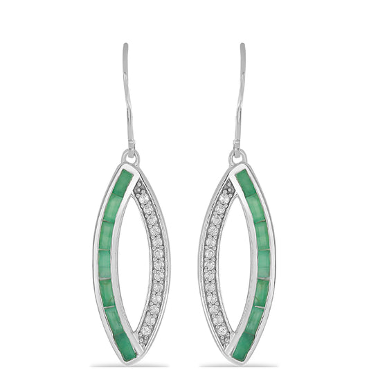 Silberohrringe mit brasilianischem Smaragd und weißem Topas