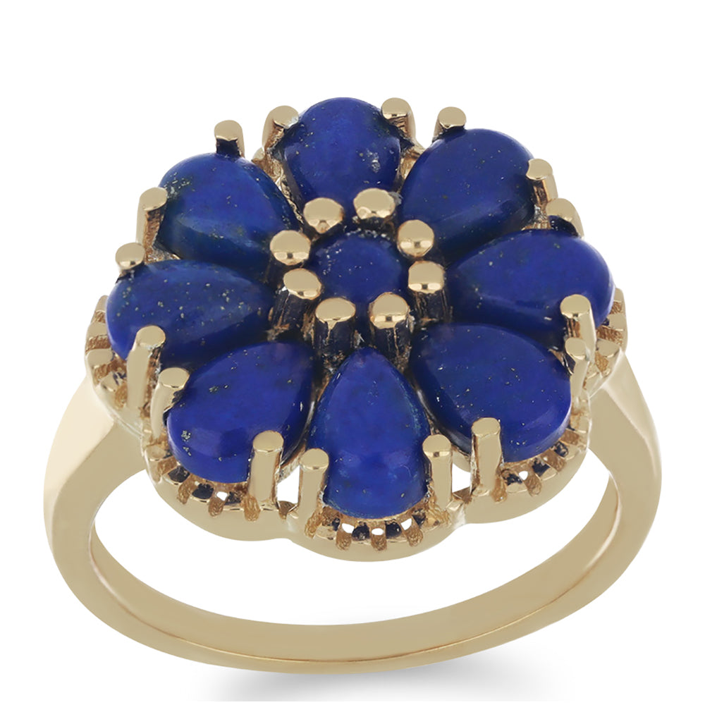 Goldplattierter Silberring mit Lapislazuli aus Badakhshan