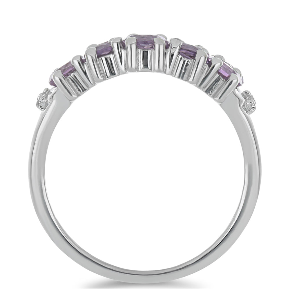 Silberring mit Rose De France Amethyst und weißem Topas 2 