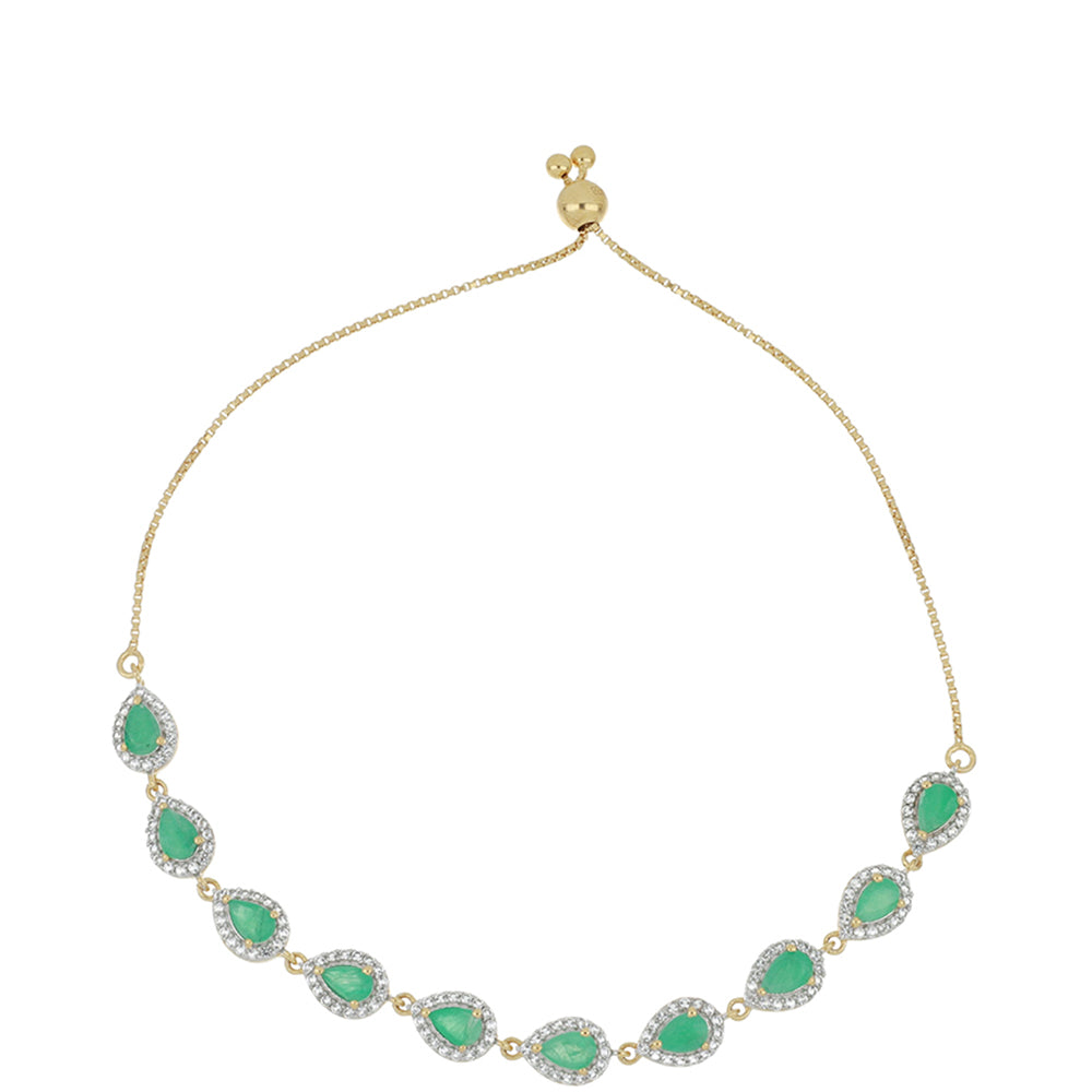 Goldplattiertes Silberarmband mit brasilianischem Smaragd und weißem Topas 1 