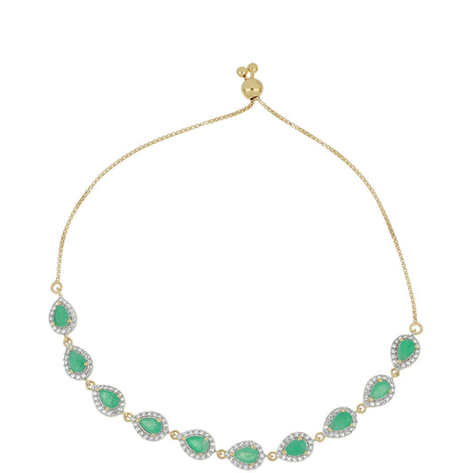 Goldplattiertes Silberarmband mit brasilianischem Smaragd und weißem Topas