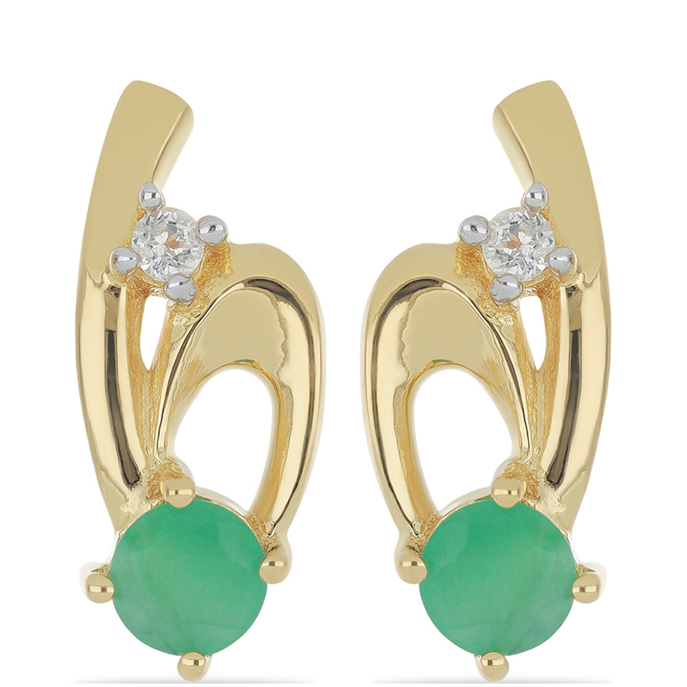Goldplattierte Silberohrringe mit brasilianischem Smaragd und weißem Topas 1 