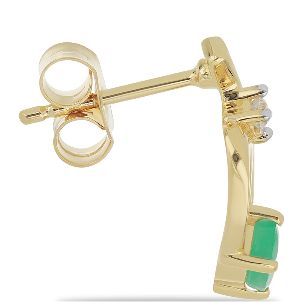 Goldplattierte Silberohrringe mit brasilianischem Smaragd und weißem Topas 2 