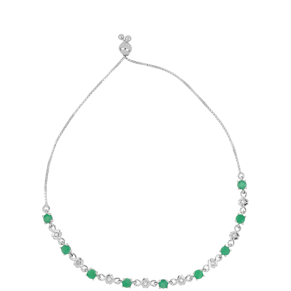 Silberarmband mit brasilianischem Smaragd und weißem Topas 1 