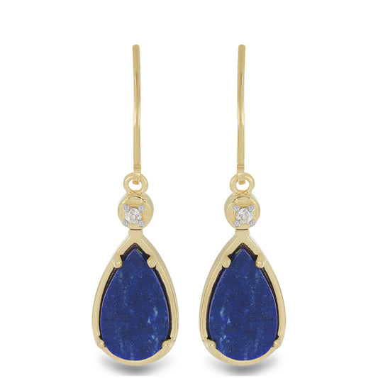 Goldplattierte Silberohrringe mit Lapislazuli aus Badakhshan und weißem Topas