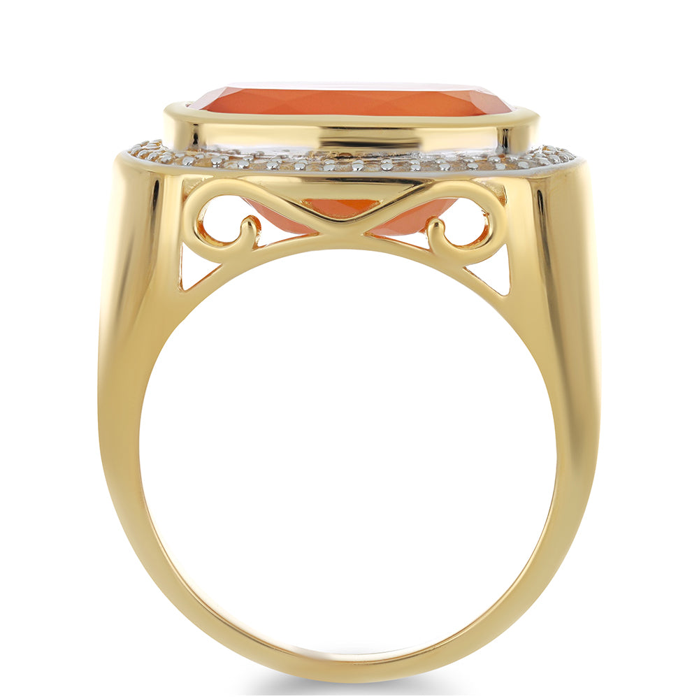 Goldplattierter Silberring mit Karneol und weißem Topas