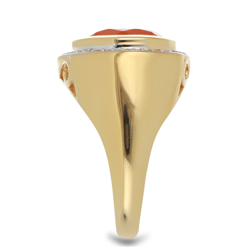 Goldplattierter Silberring mit Karneol und weißem Topas 4 