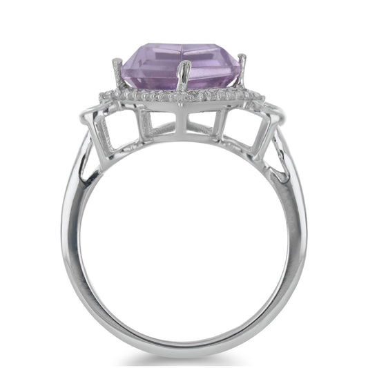 Silberring mit Rose De France Amethyst und weißem Topas