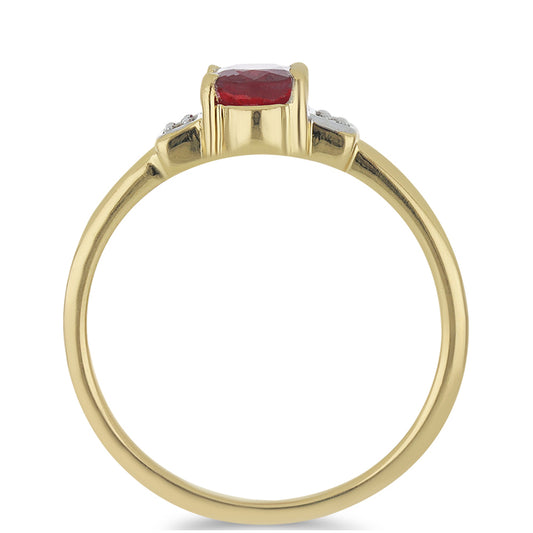 Goldplattierter Silberring mit Rubin aus Madagaskar und weißem Topas