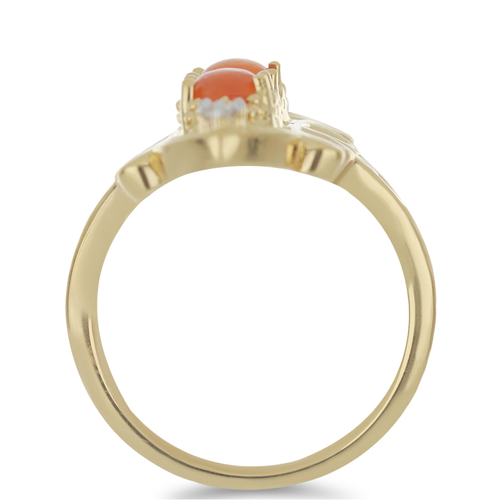Goldplattierter Silberring mit Karneol und weißem Topas