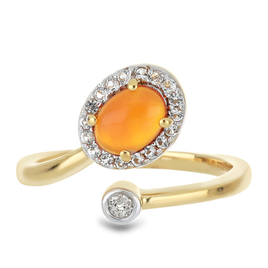 Goldplattierter Silberring mit Karneol und weißem Topas