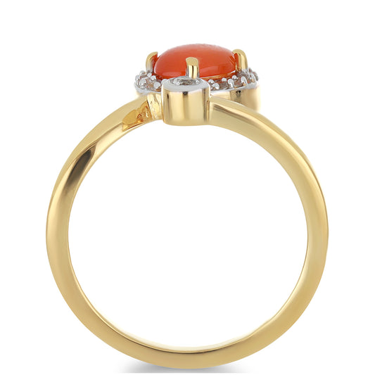 Goldplattierter Silberring mit Karneol und weißem Topas