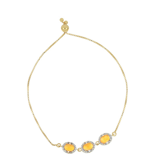 Goldplattiertes Silberarmband mit Karneol und weißem Topas