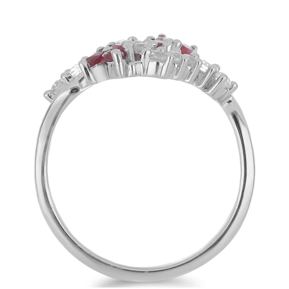 Silberring mit Rubin aus Madagaskar und weißem Topas