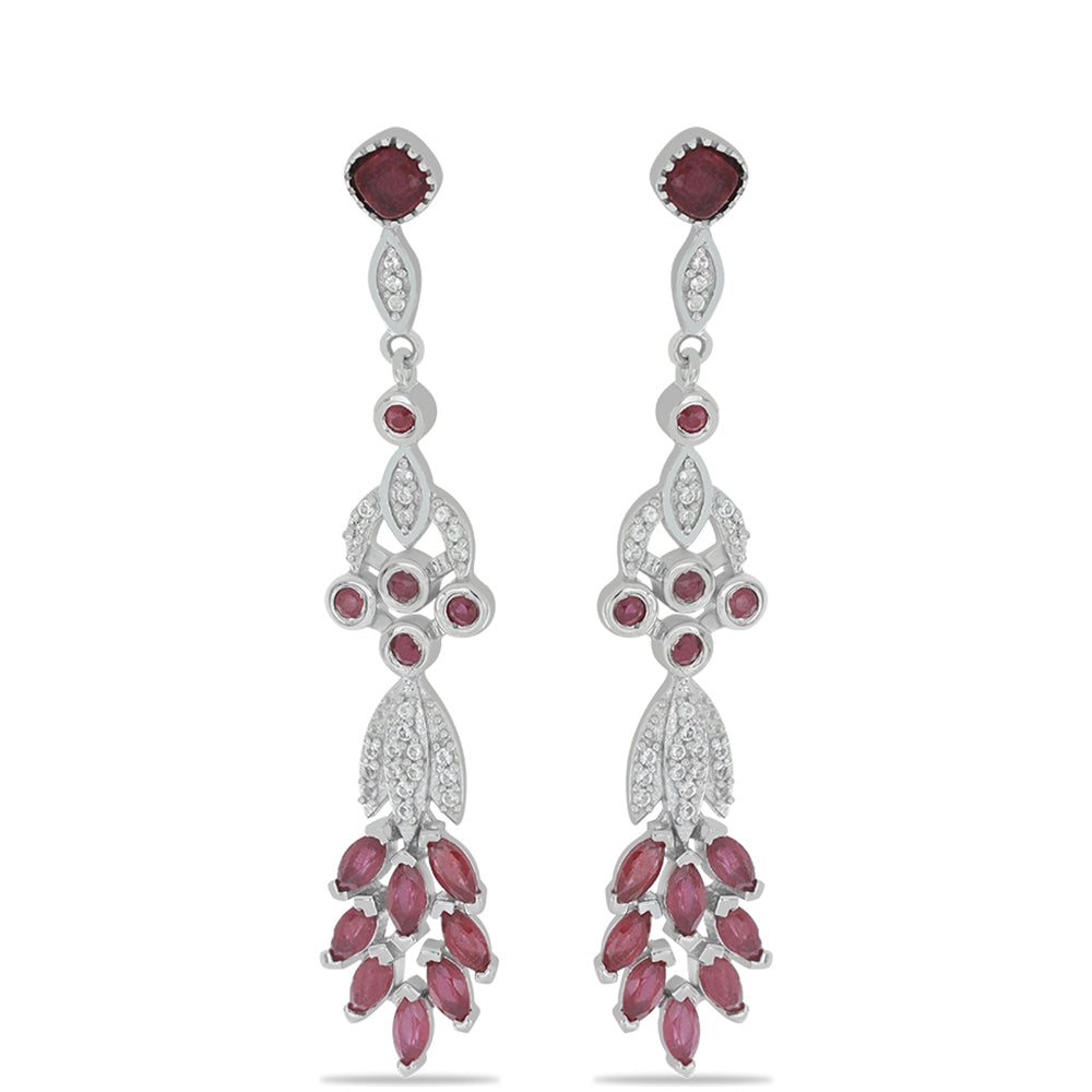 Silberohrringe mit Rubin aus Madagaskar und weißem Topas 1 