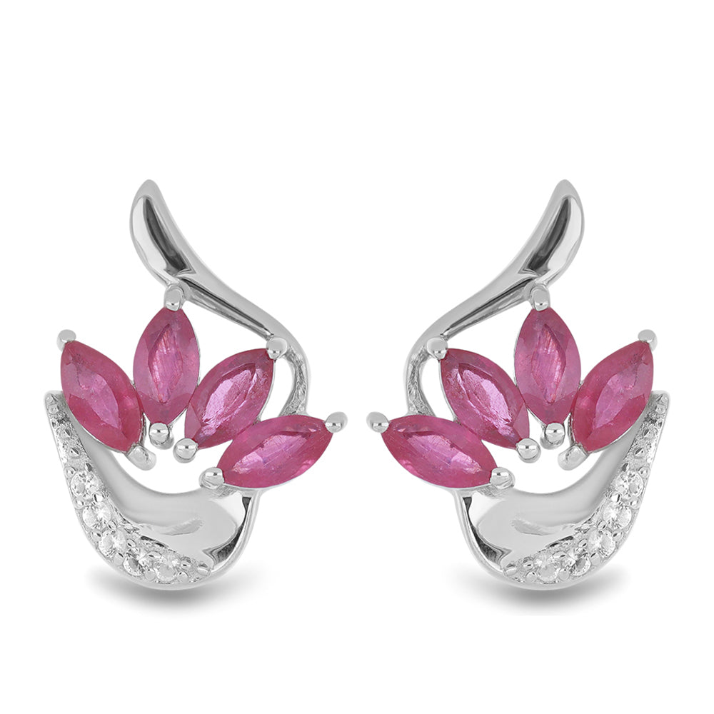 Silberohrringe mit Rubin aus Madagaskar und weißem Topas