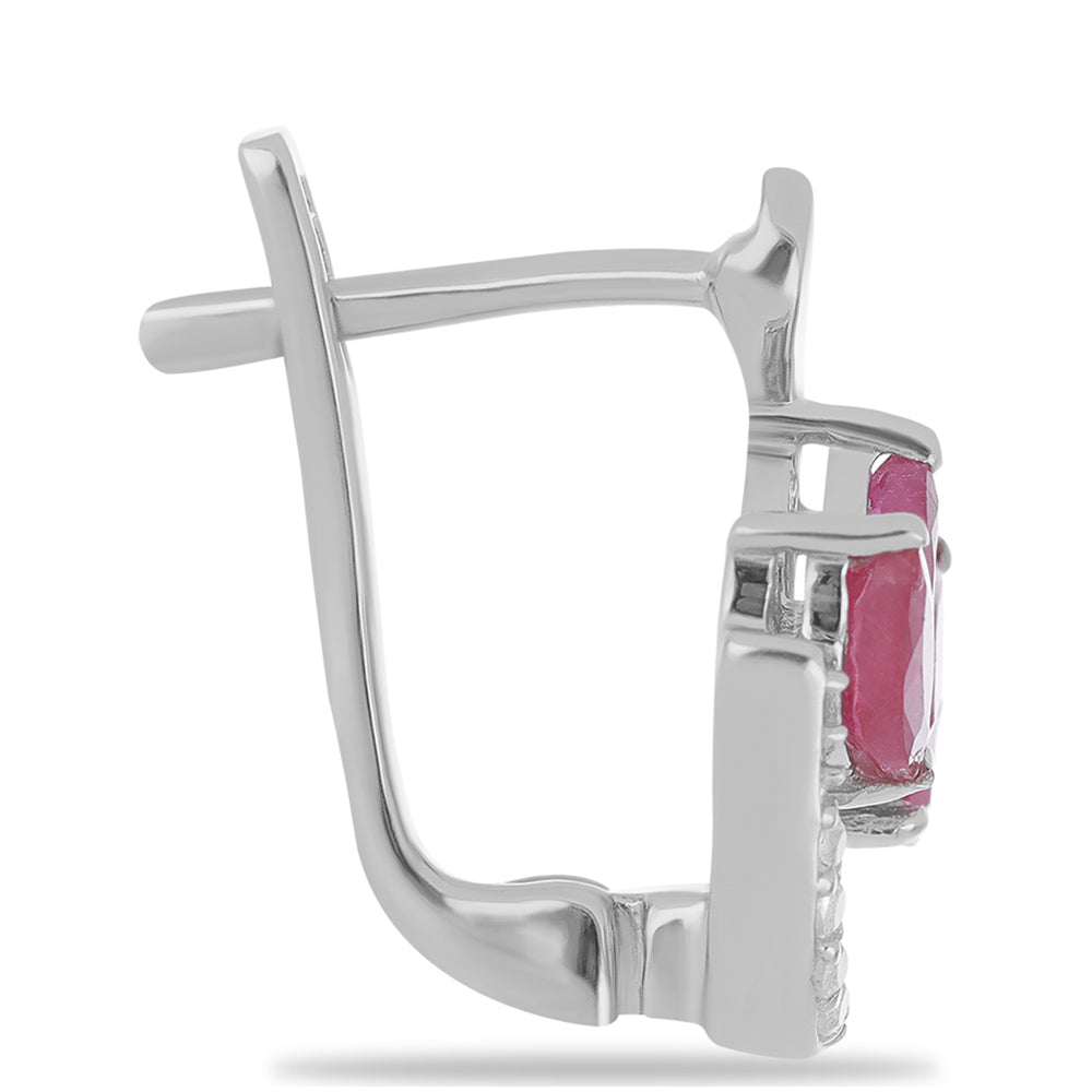 Silberohrringe mit Rubin aus Madagaskar und weißem Topas