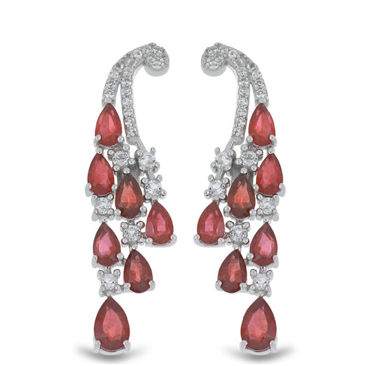 Silberohrringe mit Rubin aus Madagaskar und weißem Topas