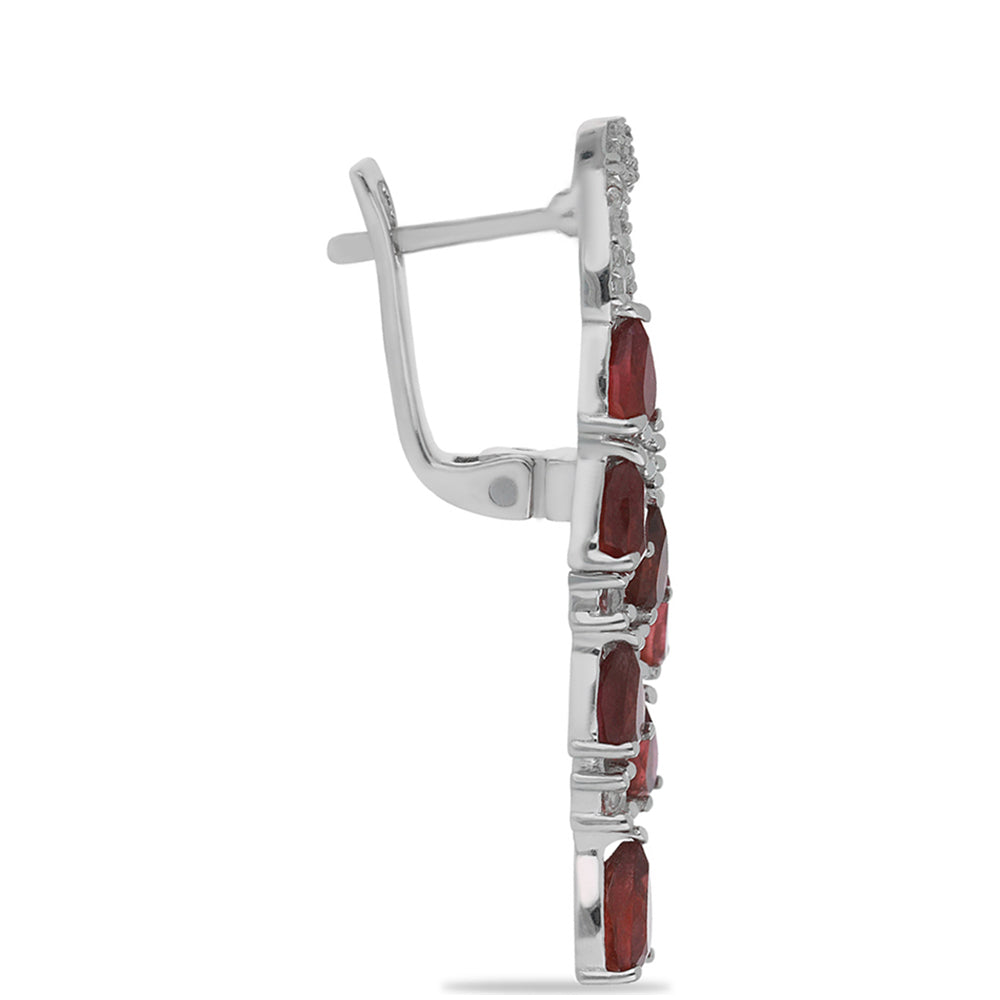 Silberohrringe mit Rubin aus Madagaskar und weißem Topas 2 