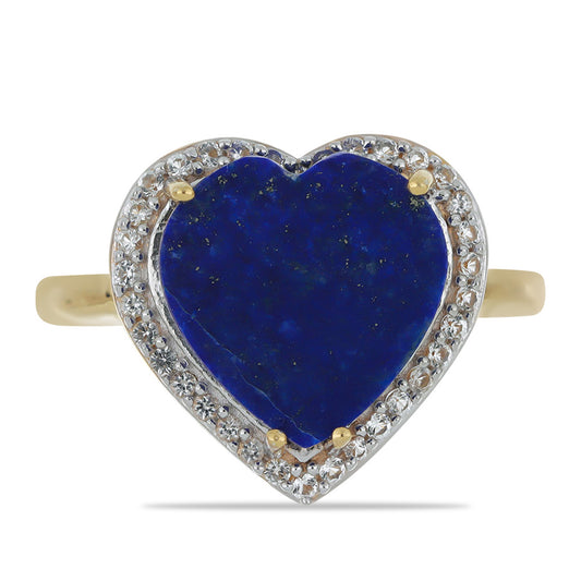 Goldplattierter Silberring mit Lapislazuli aus Badakhshan und weißem Topas