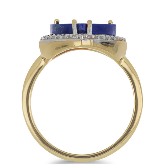 Goldplattierter Silberring mit Lapislazuli aus Badakhshan und weißem Topas