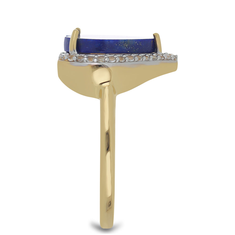 Goldplattierter Silberring mit Lapislazuli aus Badakhshan und weißem Topas 4 