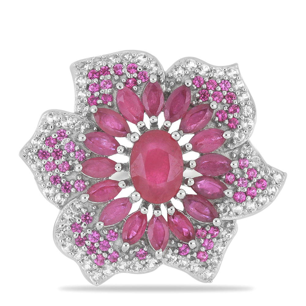 Silberring mit Rubin aus Madagaskar und weißem Topas 1 