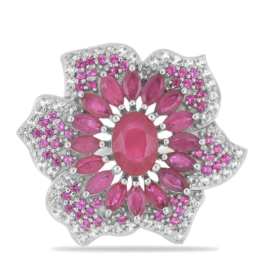 Silberring mit Rubin aus Madagaskar und weißem Topas