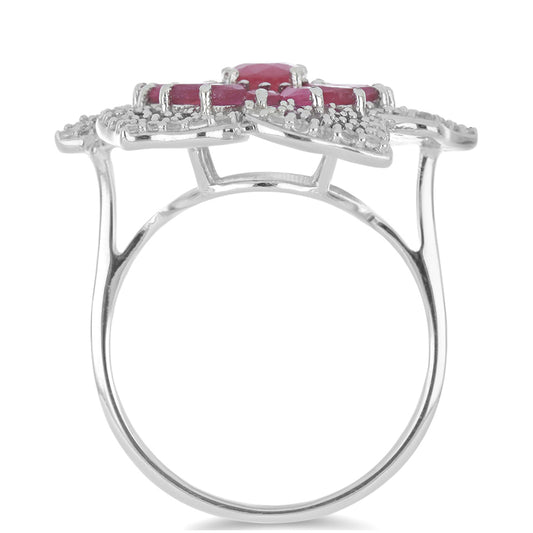 Silberring mit Rubin aus Madagaskar und weißem Topas