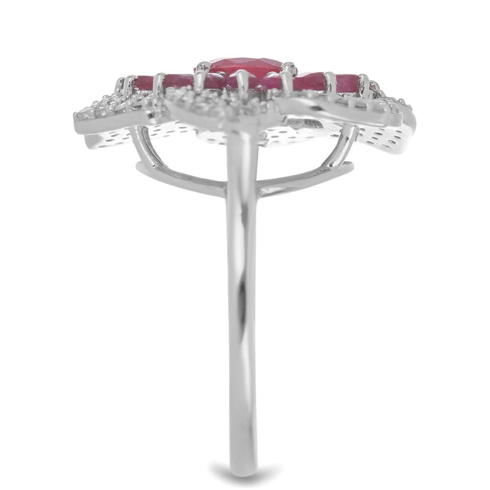 Silberring mit Rubin aus Madagaskar und weißem Topas 4 