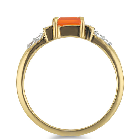 Goldplattierter Silberring mit Karneol und weißem Topas