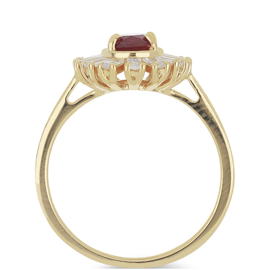 Goldplattierter Silberring mit Rubin aus Madagaskar und weißem Zirkon