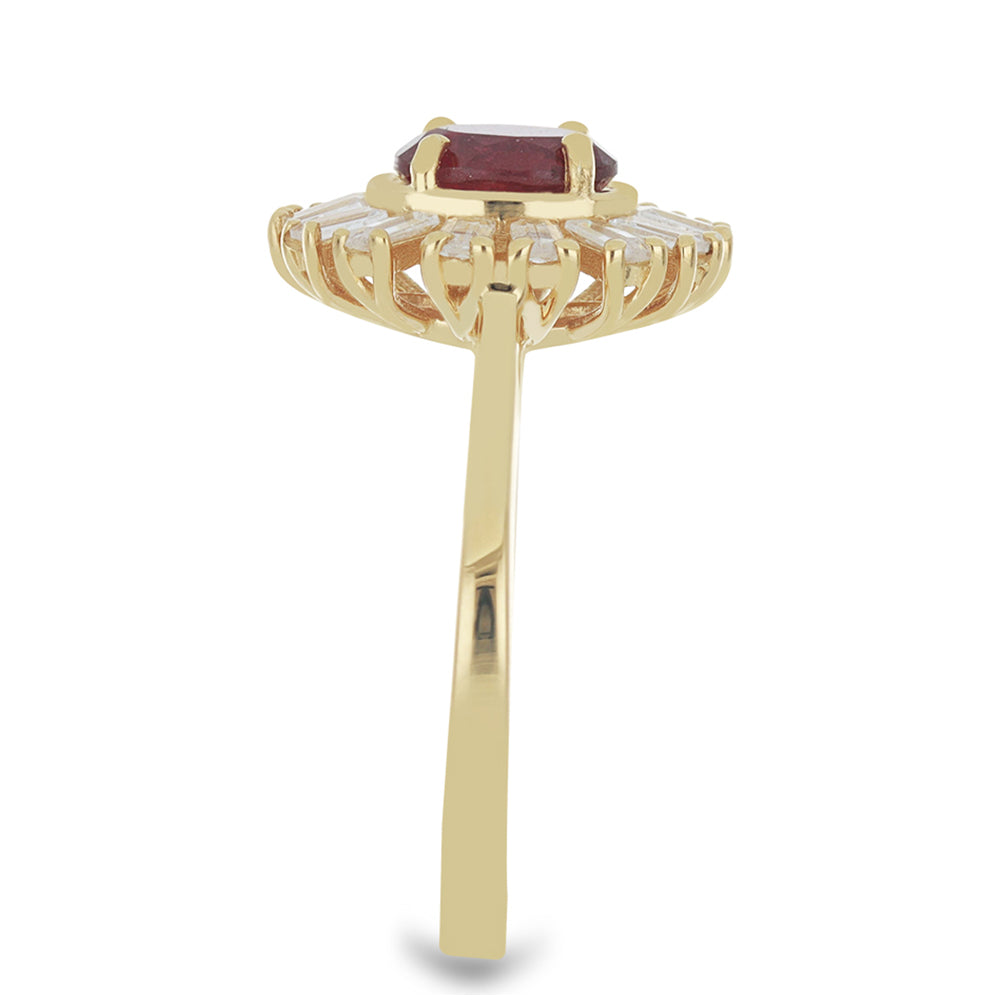 Goldplattierter Silberring mit Rubin aus Madagaskar und weißem Zirkon