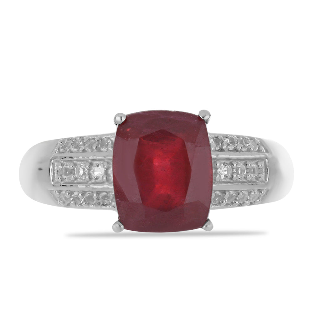 Silberring mit Rubin aus Madagaskar und weißem Topas 1 