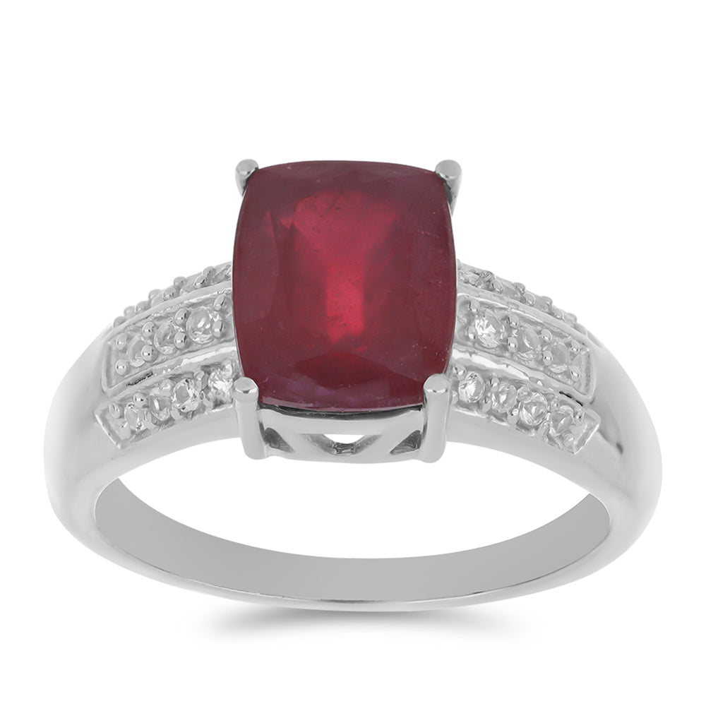 Silberring mit Rubin aus Madagaskar und weißem Topas 3 