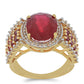 Goldplattierter Silberring mit Rubin aus Madagaskar und weißem Topas
