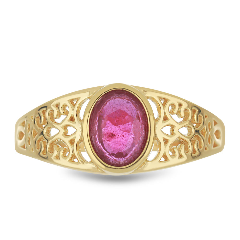 Goldplattierter Silberring mit Rubin aus Madagaskar