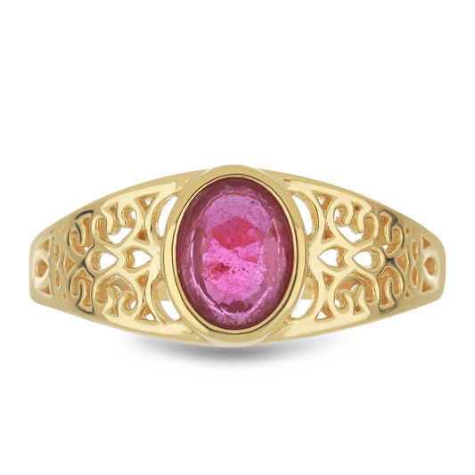 Goldplattierter Silberring mit Rubin aus Madagaskar