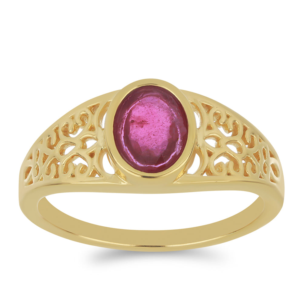 Goldplattierter Silberring mit Rubin aus Madagaskar 3 