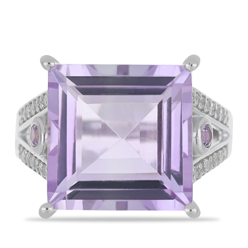Silberring mit Rose De France Amethyst und weißem Topas 1 