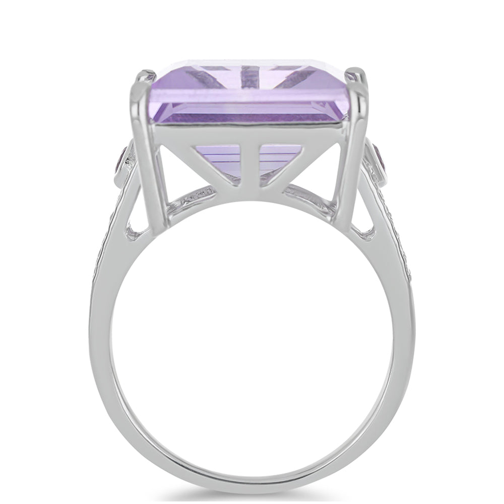 Silberring mit Rose De France Amethyst und weißem Topas